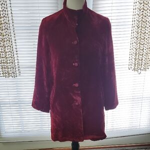Elegant Women's Velvet Jacket - Rich Burgundy